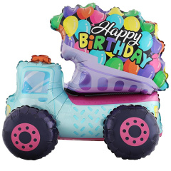 Шар 3D (22"/56 см) Фигура, Грузовик "Happy Birthday", 1 шт. в уп.